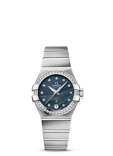 Omega Constellation Co-Axial 27 Brushed Stainless Steel / Diamond / Blue Feather